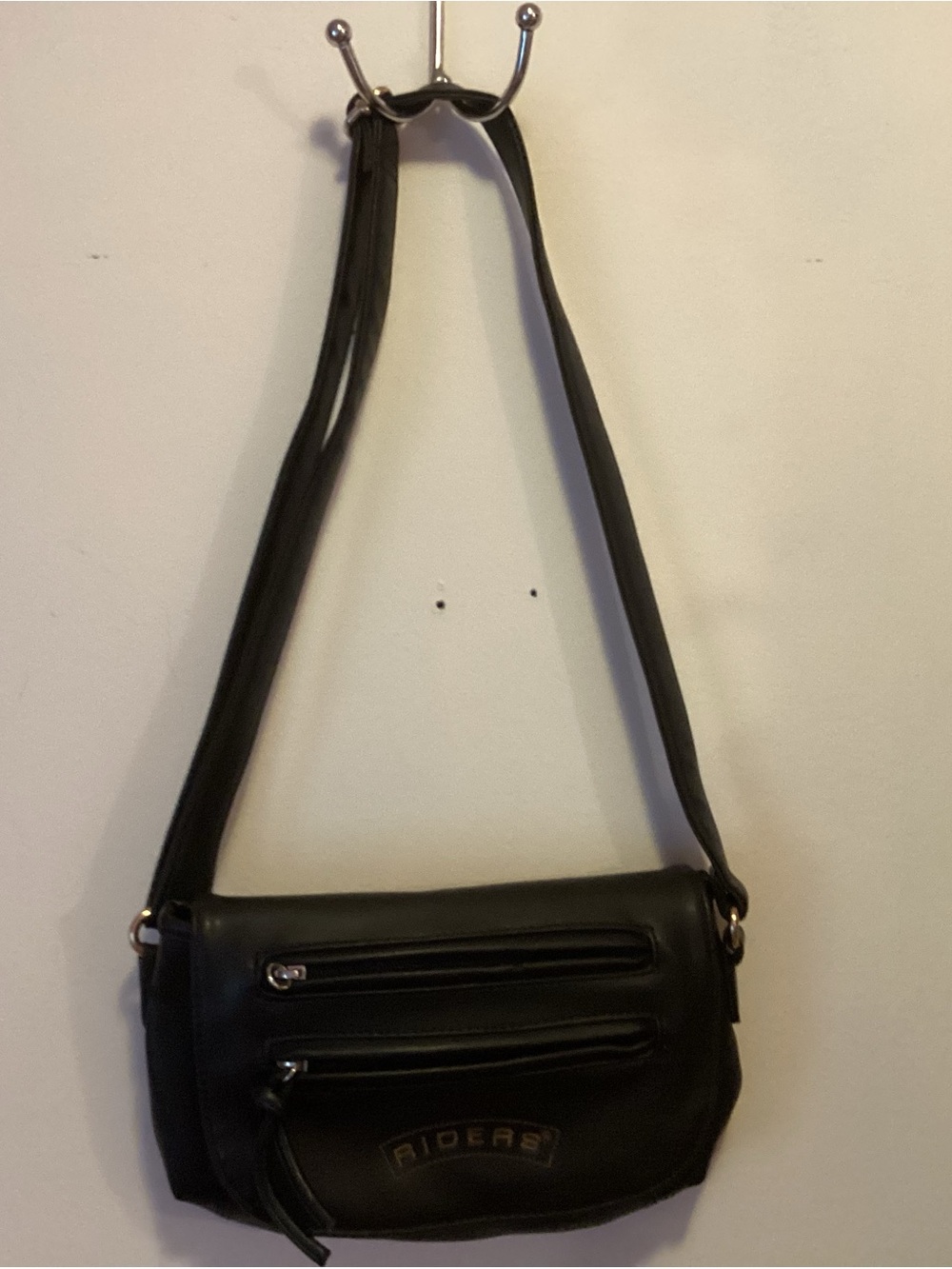 Riders by Lee Black Crossbody Shoulder Bag with Front Zips